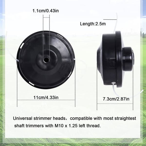 Universelt trimmerhode M10 x 1,25, universelt trådhode for bensindrevet gresstrimmer kompatibelt med kantklipper