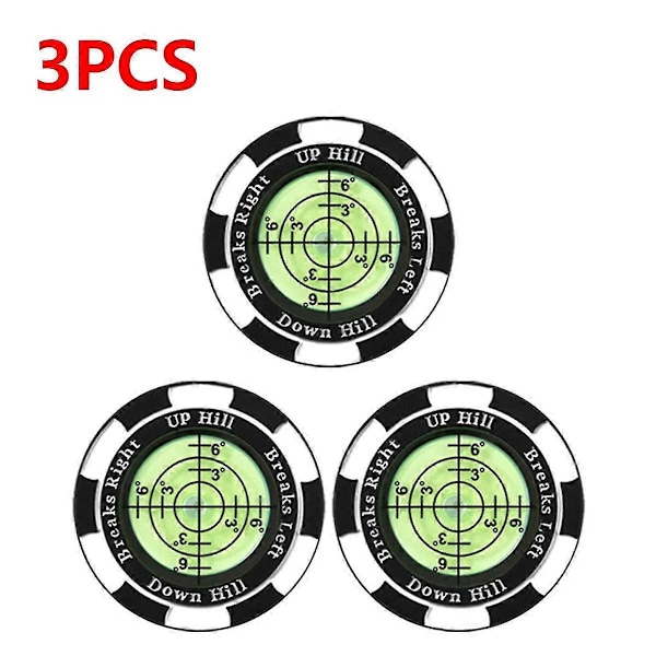 3 st Golfbollsmärken med Hög Precision Bärbar Putting Green Reader Golf Marker Clip Green Read -Sy