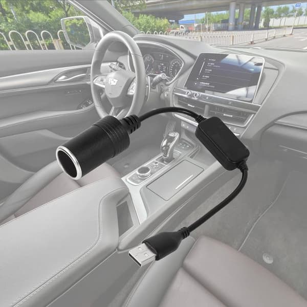 USB A han til 12V hun cigarettænder adapterkabel til dashcam, elektronisk hund