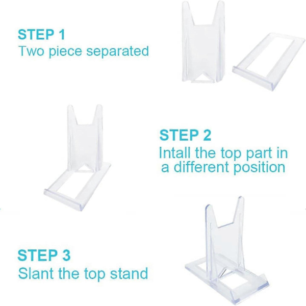 12 stk. Klar Plast Displaystativ, Justerbart Klar Akryl Plast Displaystativ Staffeli Multifunksjonell Displayholder