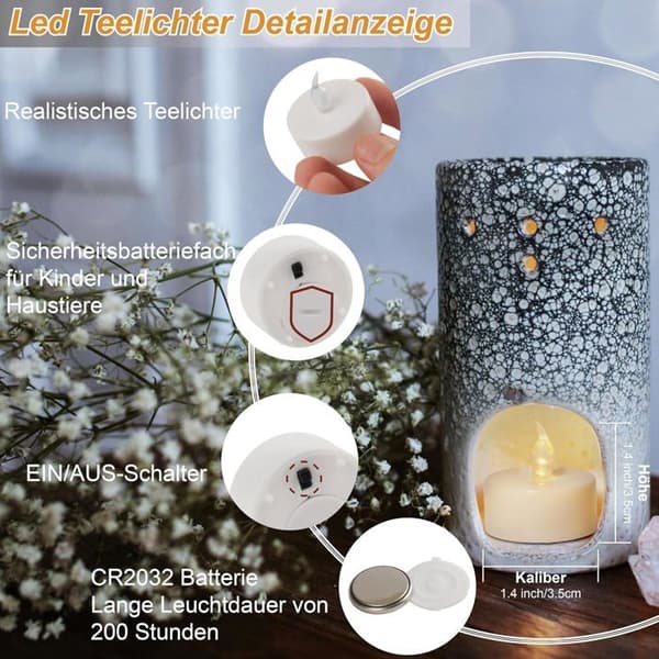 Set med 12 LED-ljus - Vit plast - Realistisk fladdrande låga - Ingen eld eller rök - Bröllop