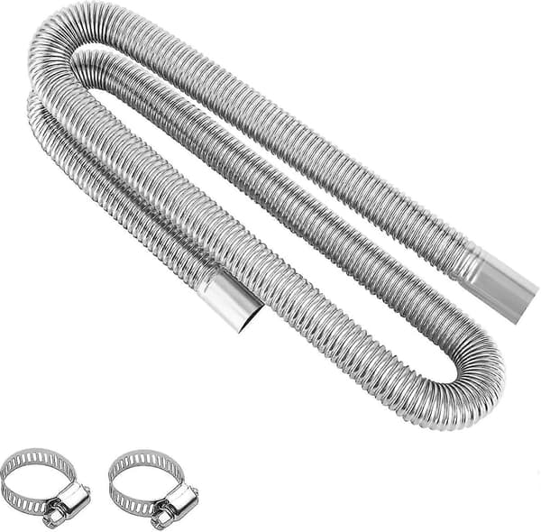 Eksosslange for strømgenerator 25 mm eksosslange 300 cm rustfritt stål ekstravarmer eksos med 2 stk rustfrie stålklemmer for biler 200cm