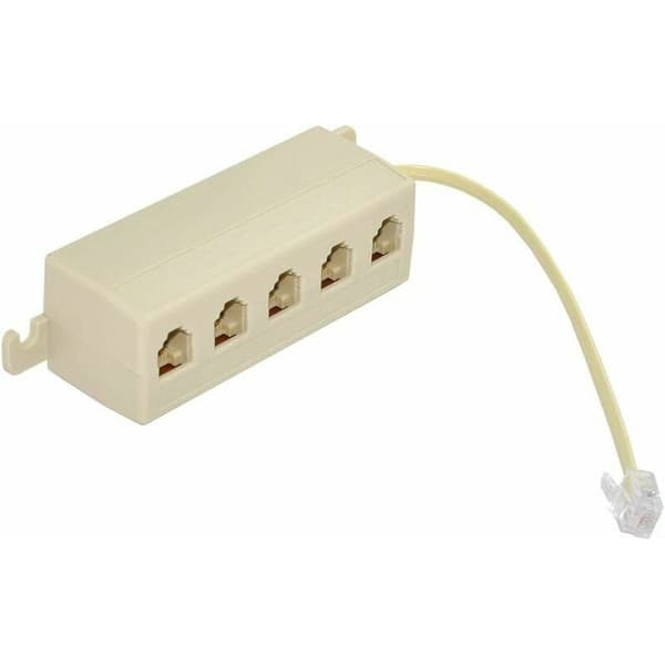 6P4C RJ11 Telefon Modular Jack Linjedelare Adapter Beige 1-in-5-ut