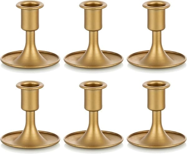 Gull lysestaker, sett med 6 standard metall, for bryllup og jul