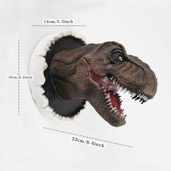 Dinosaurieväggskulpturer 3D Resin T-rex Väggmonterade Tyrannosaurus Statyer, 100% Nya Black