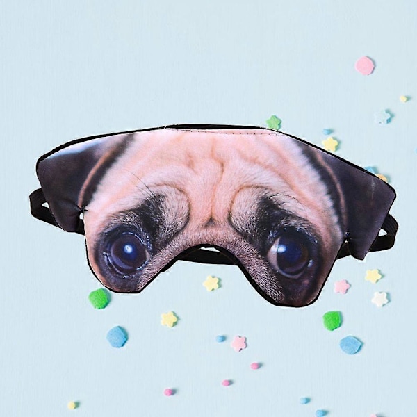 3D Hundmönster Ögonmask Rolig Skugga Tupplur Skydd Ögonbindel Sovmask Ögonlapp Sovglasögon (Mops)