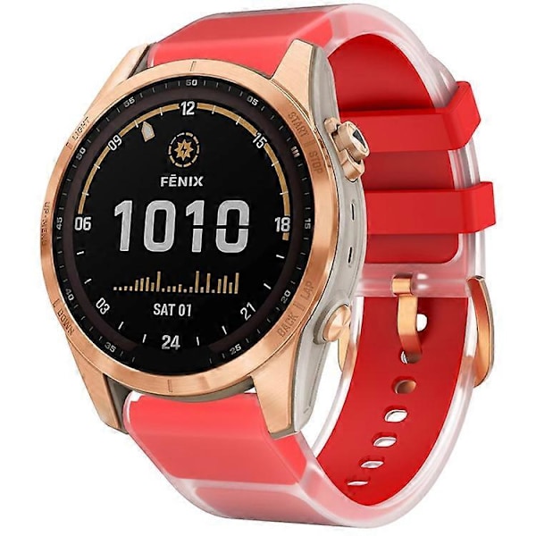 Kompatibel med Garmin Fenix 7S QuickFit 20mm Transparent Design Klockarmband Justerbart Silikonband Red