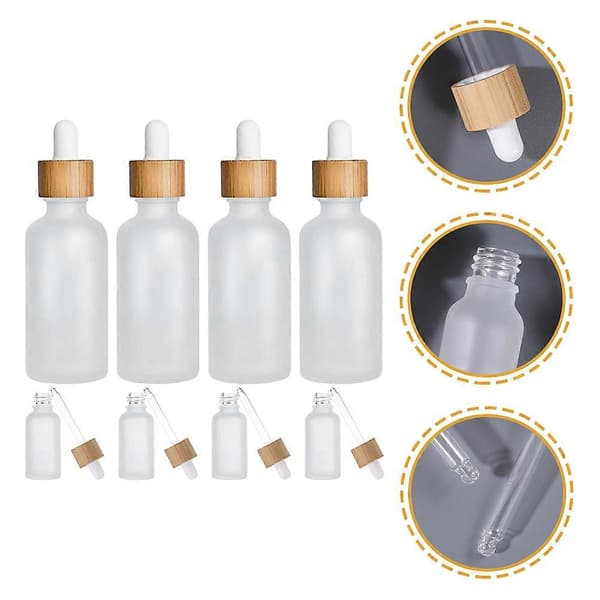 Glassdråpeflasker for oppbevaring av eterisk olje, frostet design, 8 stk. sett