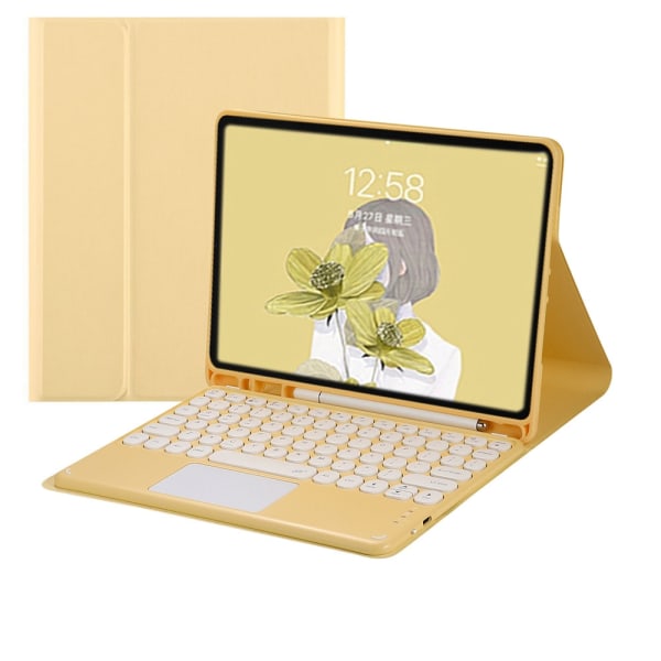 Lämplig för Samsung Tab A9 x200 cover S9+ rund cap S6lite touch-tangentbord X900 skal Yellow + yellow keyboard bottom Samsung Tab A7 10.4 T500/T505