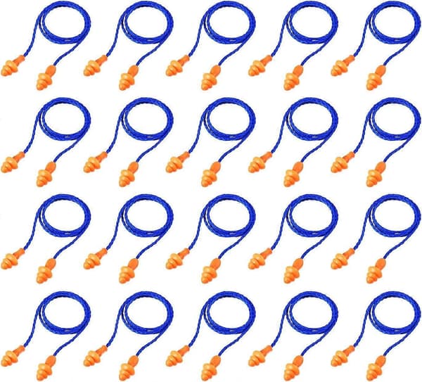 20 par ørepropper med ledning, genanvendelige silikone ørepropper med snor, ørepropper til søvn, støjreducerende til høreværn