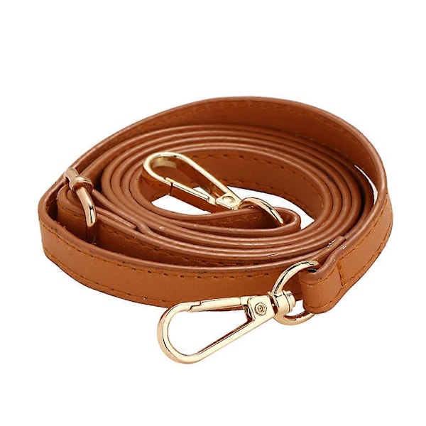 Justerbar Lång Läder Crossbody Axelremsersättning Handväska Bälte Earth yellow  gold buckle