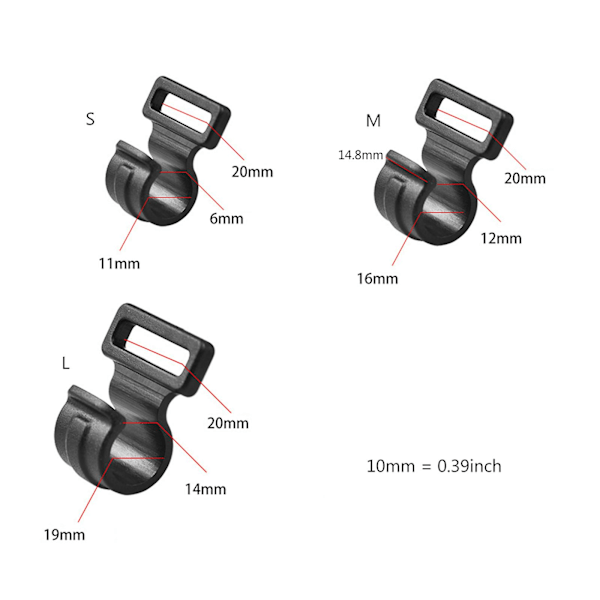 10 stk. Klemme Presenningsclips Markiseklemme Fældeclips Teltophæng Campingklemme Kroge Black 11*20*6mm