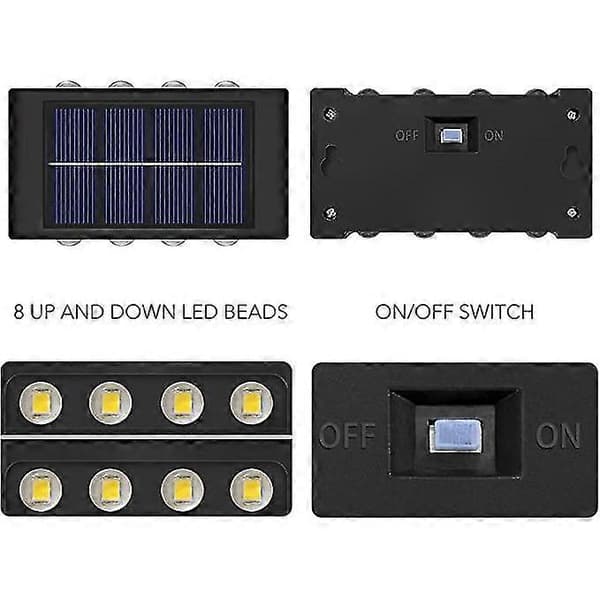 Aurinkoseinävalot Ylös Alas Led-lamput, vedenpitävät ulkovalot taloon 6 LED