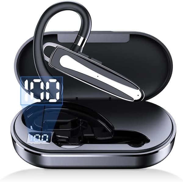 Bluetooth Headset med Mikrofon Bluetooth Ørestykke V5.3 USB-C Opladning Vandtæt Bluetooth Telefon Headset til Lastbilchauffør