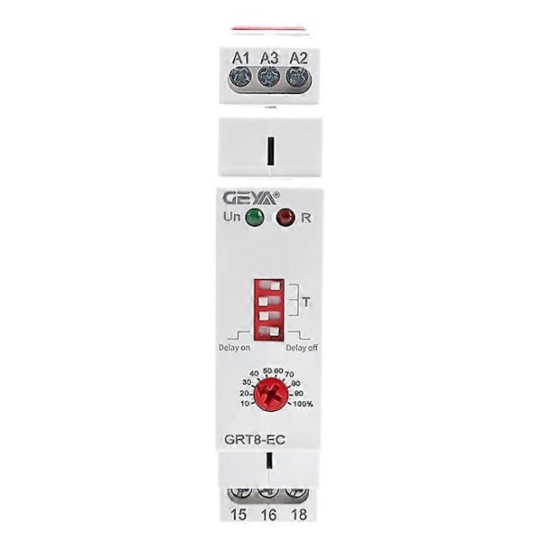 GRT8-EC 10A Dobbeltfunksjonsrelé med forsinkelse ved innkobling eller utkobling AC230V Tidsrelé