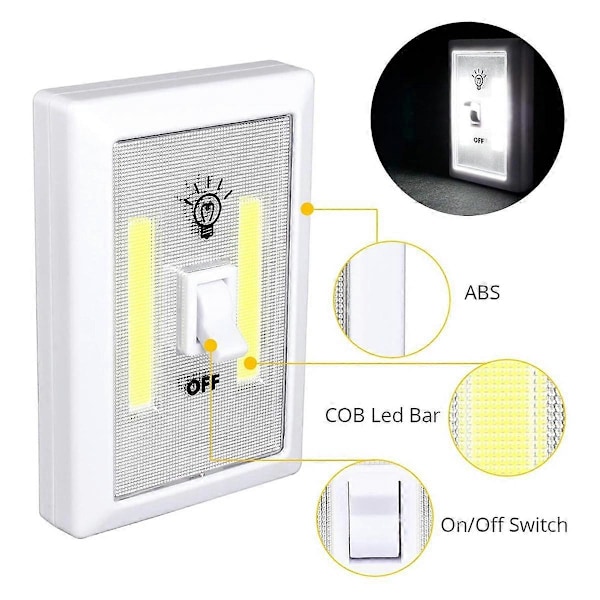 4-pack Skåplampa, Batteridriven Trycklampa, Superstark Strömbrytare Lampa, Väggmonterad Under Skåp