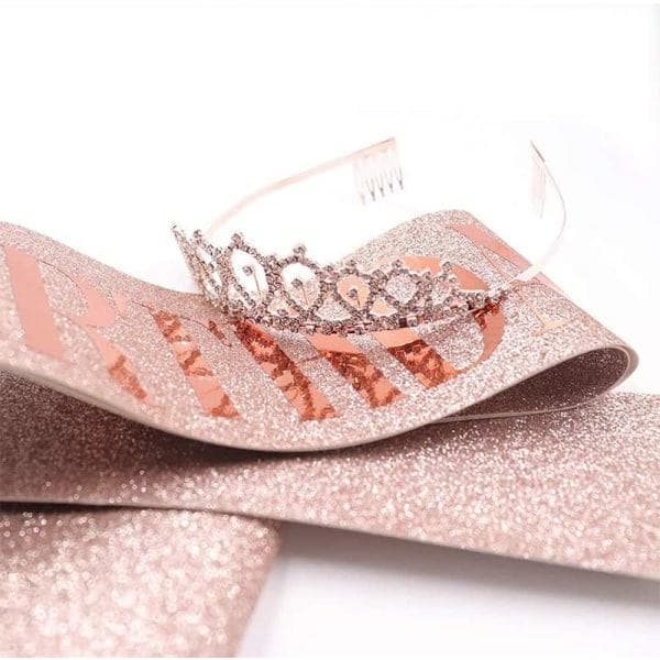 Bursdagsdronning Skjerp & Rhinestone Tiara - Rose Gull Bursdag