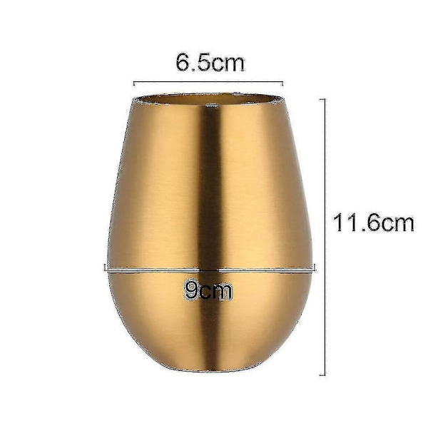 2 st Vin Tumbler Rostfritt Stål Stjälklöst Vinglas För Resor Gold