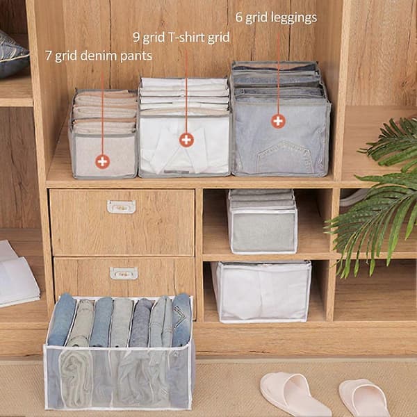 Jeans Organizer Oppbevaringsskuff Bukser Sammenleggbar Mesh Garderobe, Stor Kapasitet E