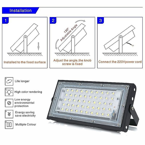 50w Ip65 Vandtæt Udendørs LED-Overlygter Blue