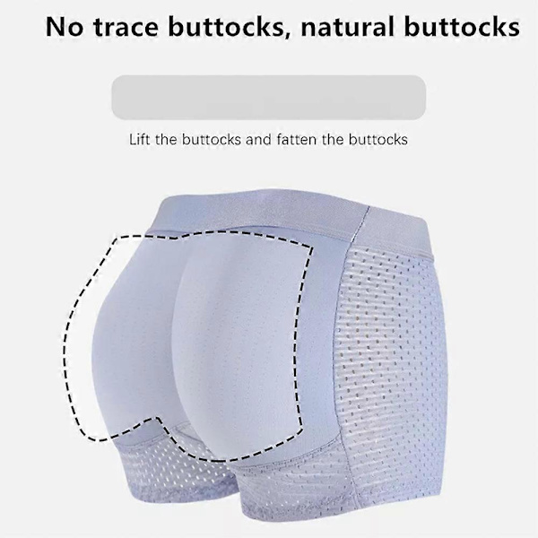 Höftlyftande boxer briefs för män, vadderade underkläder i mesh för män Black M