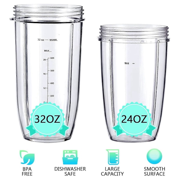 Blender for Blendere 600W/900W/PRO - Ekstraktorblad & 32Oz Store Kopper & 24Oz Store Kopper