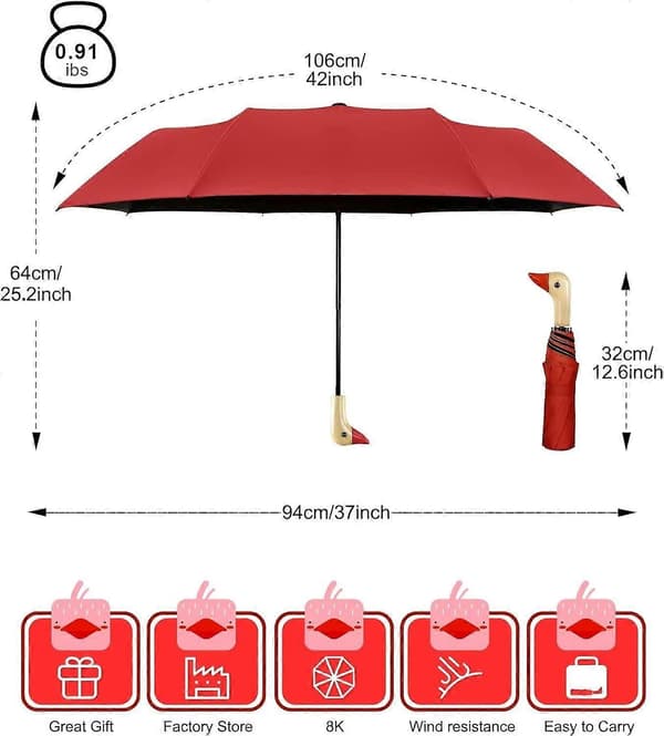 2025 Mini taskuvarjo, aurinkosuoja ja säänkestävä, pieni taskuvarjo Red