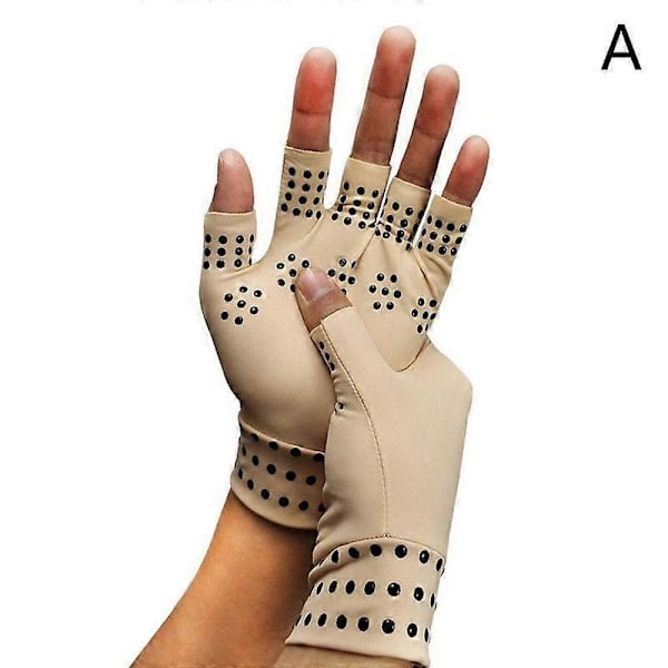 1 par Magnetiska Handskar Artrit Terapi Handskar För Artrit Ledvärk Behandling Fingerlösa Handskar Reumatoid Hand Smärtlindring Khaki