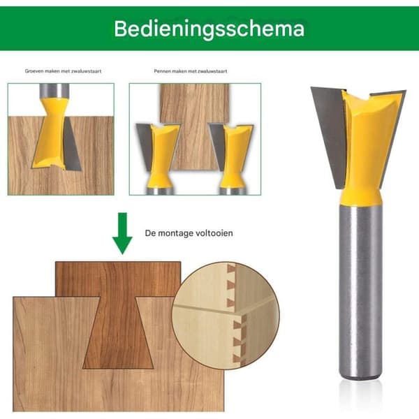 5 stk. svalehalefræser, wolframcarbid overfladefræserbit 8mm, fræserbit 1/4\" 1/2\" 3/8\" 5/8\" 3/4\" til træbearbejdning