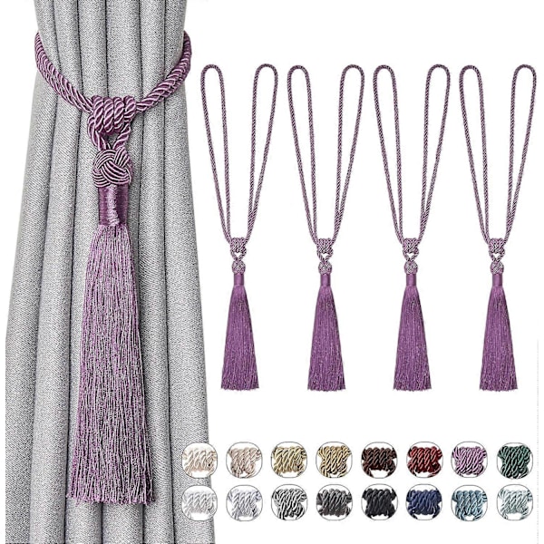 lly 2 kpl Pitkät Hapsunauhat Verhoille Käsintehdyt Punotut Köysisolmut Verhojen Kiinnikkeet Eurooppalaiseen Tyyliin Koristeelliset Verhonpidikkeet Kotiin ja Toimistoon Tuulta Vastaan Purple 4 Pack