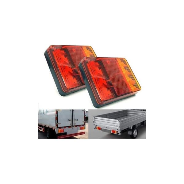 2PCS Vattentäta 8 LED Bakljus Röd Gul DC 12V för Bil Lastbil Släpvagn Båt Styling Varning