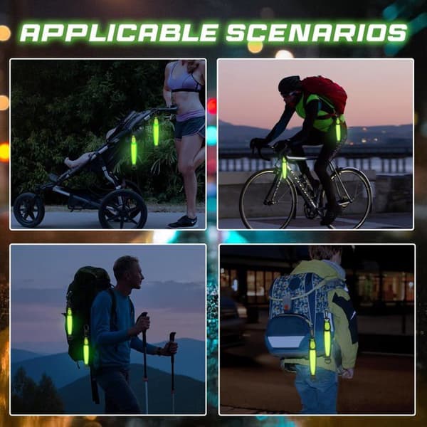 LED Reflekterende Vedhæng - 2 stk, 3 Tilstande, Vandtæt - Skoletaske, Rygsæk, Vandring, Løb