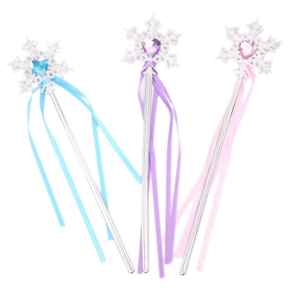 Prinsessan Elsas Krona Tiara och Trollstav Set Silver Hjärta Smycke Klä upp Kostymtillbehör för Småflickor Cosplay pink