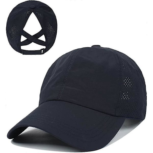 Baseballcaps med kryss-ponytail for kvinner Navy
