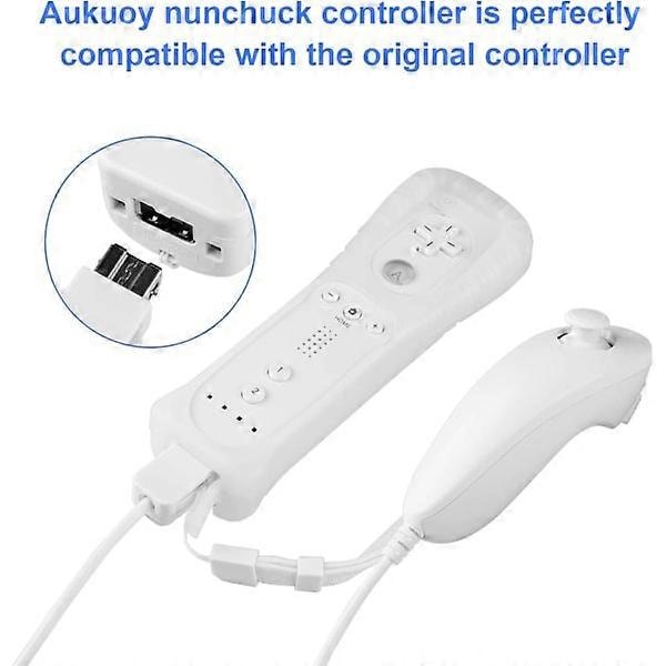 2-pakning Nunchuck-kontrollere for Wii - Kompatibel med Nintendo Wii og Wii U - Responsive joystick-spillkontrollere