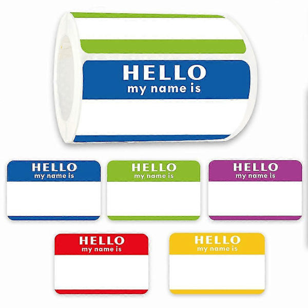 5 Färger (hello My Name Is) Namnlappar Klistermärken 300 För Kontor, Möte, Skola, Lärare KP237