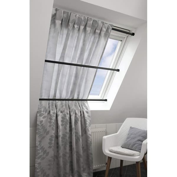 Gardinstang uden boring - 1 stk. - Mat sort metal - Udtrækkelig 130-220 cm - Til vinduer og