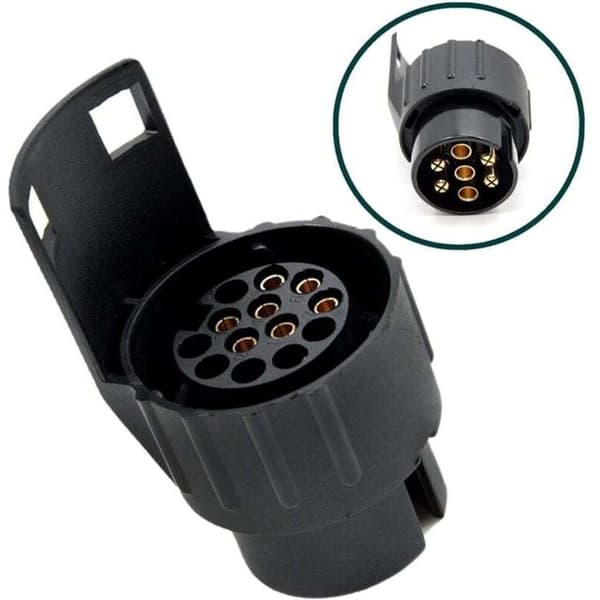 Sæt med 2 adapterstik, 13 til 7 ben, i henhold til ISO 11446 og ISO 1724, til 12V trailersystemer, trailer-til-bil tilslutningsstik