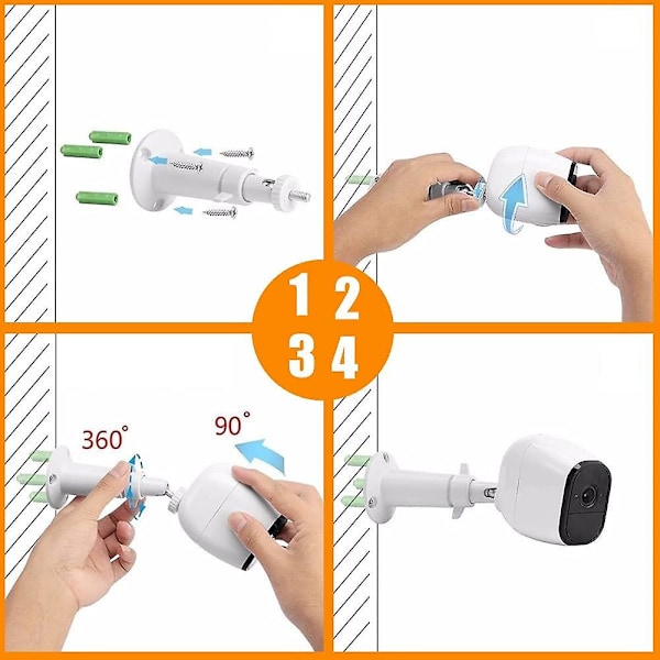 2-pack väggfäste för säkerhetskamera, justerbart inomhus/utomhusfäste för Arlo Pro Arlo Pro 2 Arlo Ultra och andra kompatibla modeller (vit) White