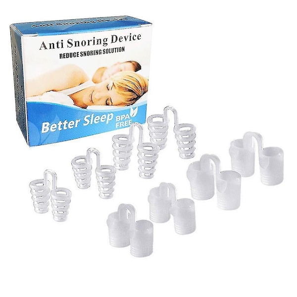 8-pack Silikon Näsväggsklämmor Anti-Snarkklämmor Sömn Apné Näsdilatatorer Enhet Sömn Hjälpmedel