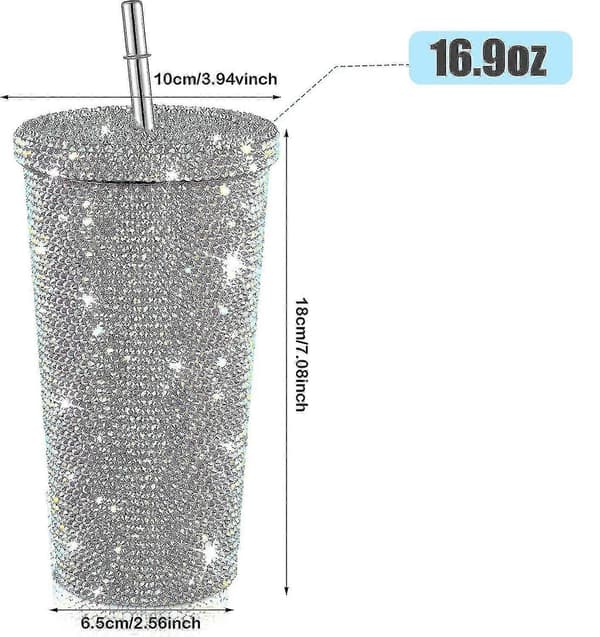 Bling Diamant Tumbler Glitter Vattenflaska Med Lock - -Sy Multicolor