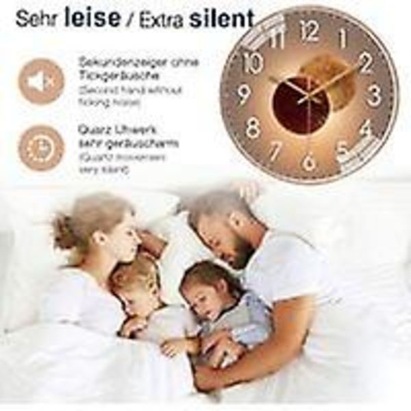 30 cm Modern Design Tyst Väggklocka, Tyst Väggklocka Pendel Väggklocka för Sovrum Kök Vardagsrum, Digital Väggklocka - Roséguld