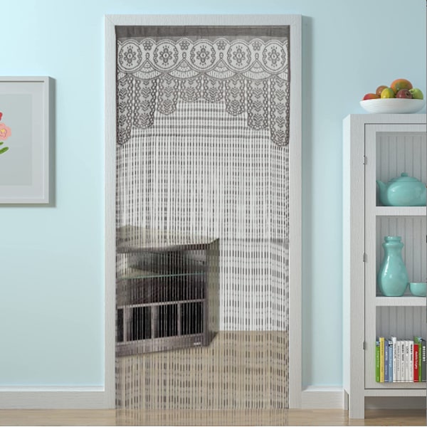 2 st Rumsavdelare Dörröppning Hippie Fönsterpanel Rumsavdelare Vägggardiner (39×79 tum/100×200 cm) gray