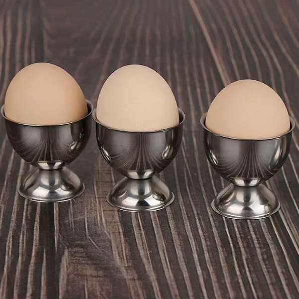 8-pakning eggeglass i rustfritt stål for hardkokte og bløtkokte egg, sølv