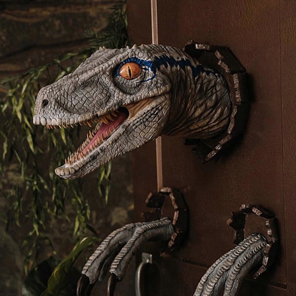 Dinosaurieväggskulpturer 3D Resin T-rex Väggmonterade Tyrannosaurus Statyer, 100% Nya Blue