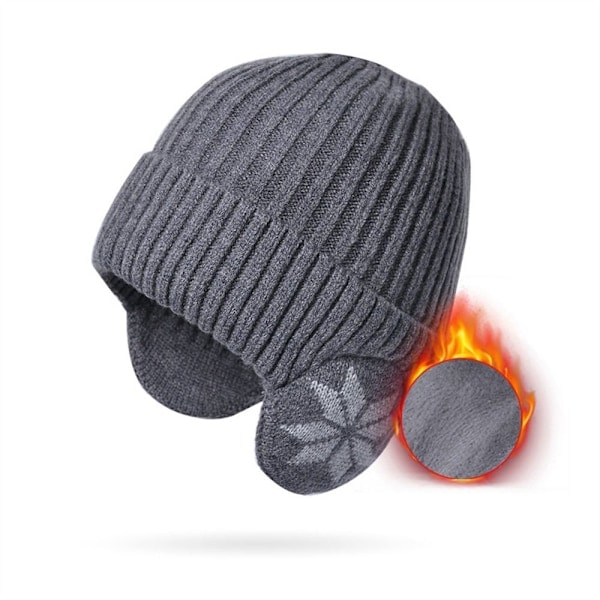 Vinter Mjuk Plysch Stickad Mössa Män Kvinnor Vindtät Sport Öronlapp Mössa Solid Fashion Mössa Hattar Navy blue