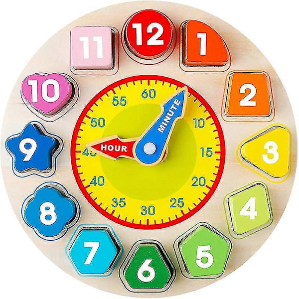 Puinen kello vauvoille ja lapsille, opetusajan numeropalapeli
