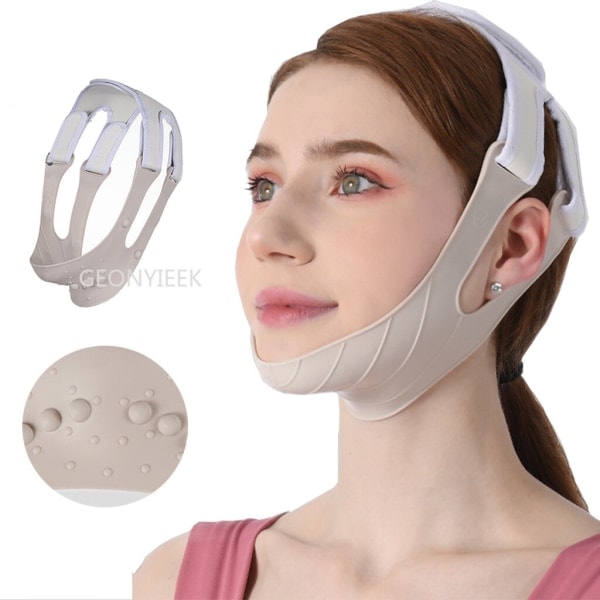 Hake- og Kindben Silikon Slimming Bandage V-Line Ansigtsformeringsværktøj 1 stk Beige 1pc Beige