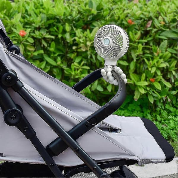 Bærbar Mini Klapvognsventilator Genopladelig Kølende Blæksprutte Design Håndholdt Ventilator white