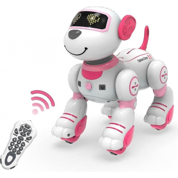 Snabb leverans Fjärrkontroll Robothundleksak, programmerbara interaktiva smarta dansrobotar för barn 3 och uppåt, Rc stuntleksakshund.(pulver)